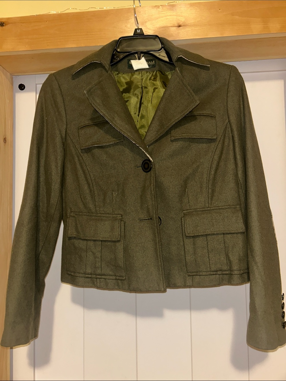 Women’s Olive Green Tailored Wool-Blend Jacket